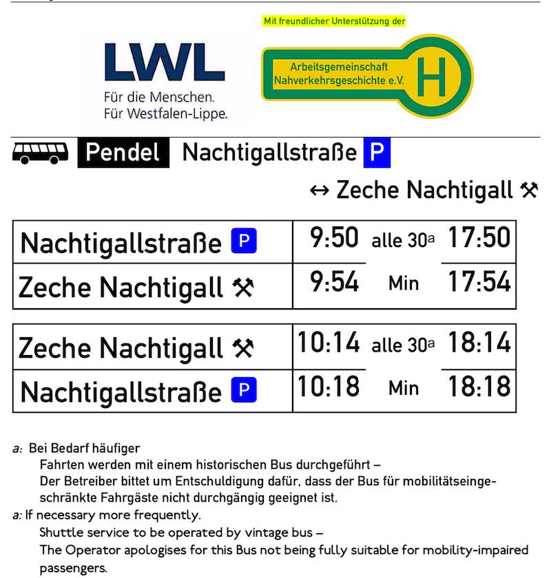 Vorschau Zubringerfahrplan