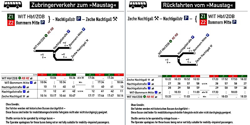 Vorschau Zubringerfahrplan